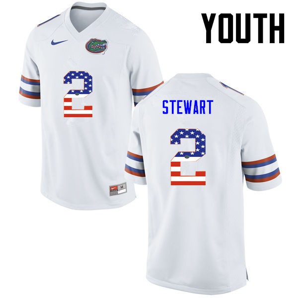 Florida Gators Youth #2 Brad Stewart College Football Jersey USA Flag Fashion White
